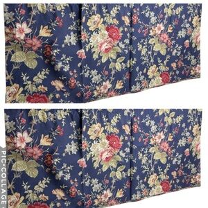 2 Chaps Valances Cape Cod Cottage Blue Rose Floral Window Rod Pocket 80”x19” New